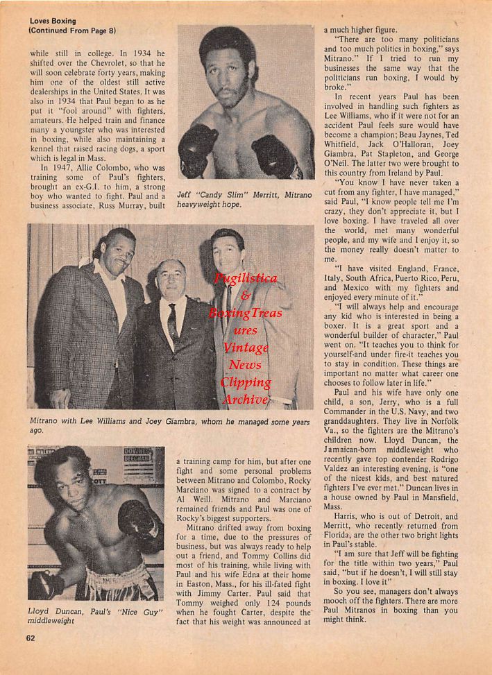 Boxing News Clipping #131 - Jeff Merritt, Lee Williams, Joey Giambra, Lloyd Duncan