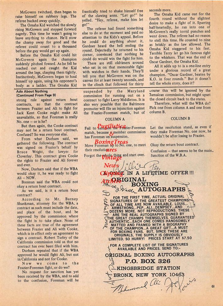 Boxing News Clipping #131 - Jeff Merritt, Lee Williams, Joey Giambra, Lloyd Duncan