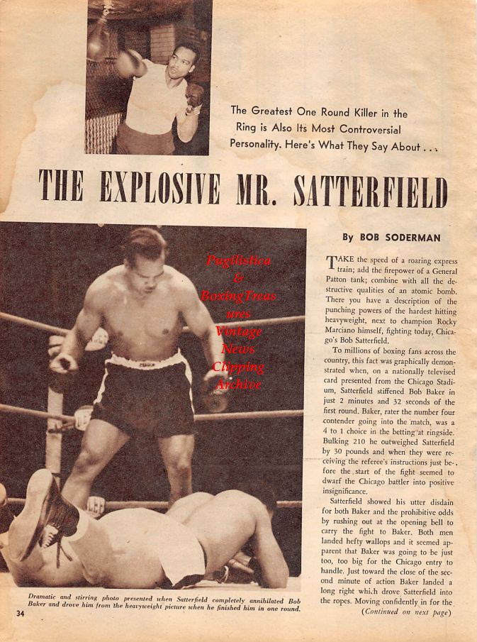 Boxing News Clipping #1311 - Bob Satterfield, Roland LaStarza, Irish Bob Murphy