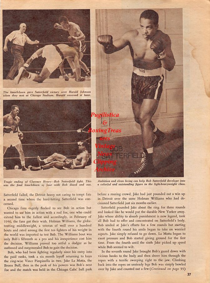 Boxing News Clipping #1313 - Bob Satterfield, Clarence Henry, Harold Johnson, Ezzard Charles