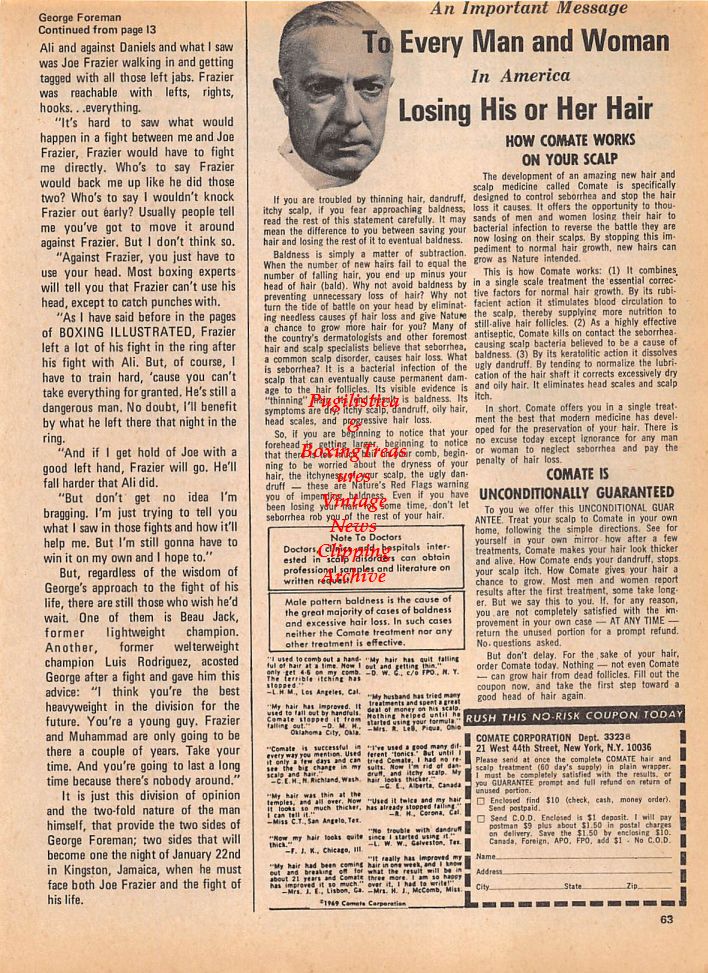 Boxing News Clipping #132 - Full page ad for Joe Frazier vs. Muhammad Ali Fight Poster by Leroy Neiman