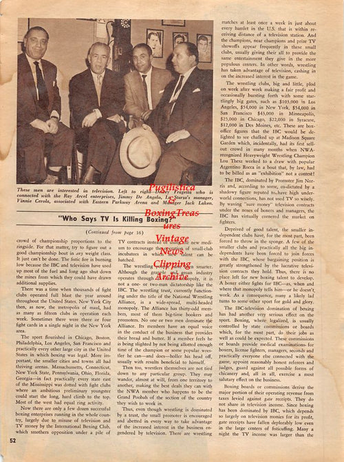 Boxing News Clipping #1320 - Johnny Saxton pin-up, Dewey Fragetta, Jimmy DeAngelo, Vinnie Cerola, Jack Laken