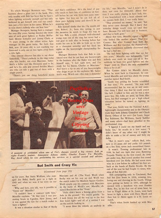 Boxing News Clipping #1322 - Charley Fusari, Johnny Addie, Vic Marsillo, Ray Arcel