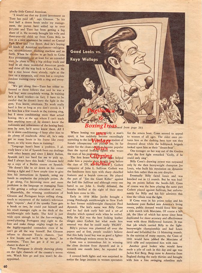 Boxing News Clipping #1323 - Bobby Gleason, Tuzo Portuguez, Nino Valdes