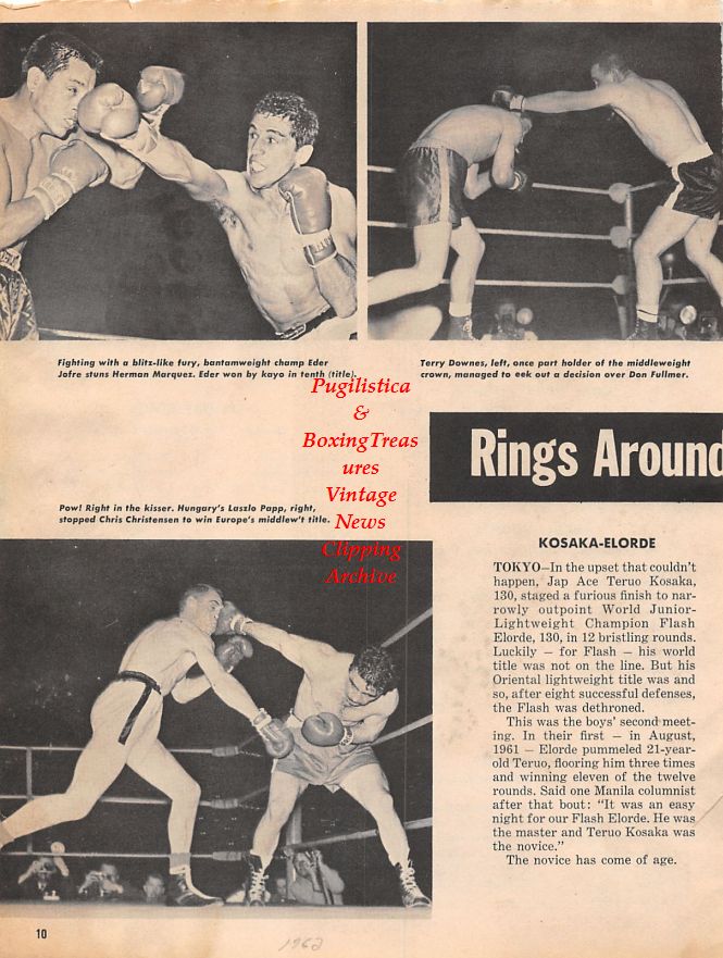 Boxing News Clipping #1327 - Eder Jofre vs. Herman Marquez, Terry Downes vs. Don Fullmer, Laszlo Papp vs. Chris Christensen