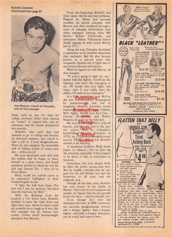 Boxing News Clipping #133 - Jose Becerra, Jack Dempsey "Your Name Here" Poster Ad