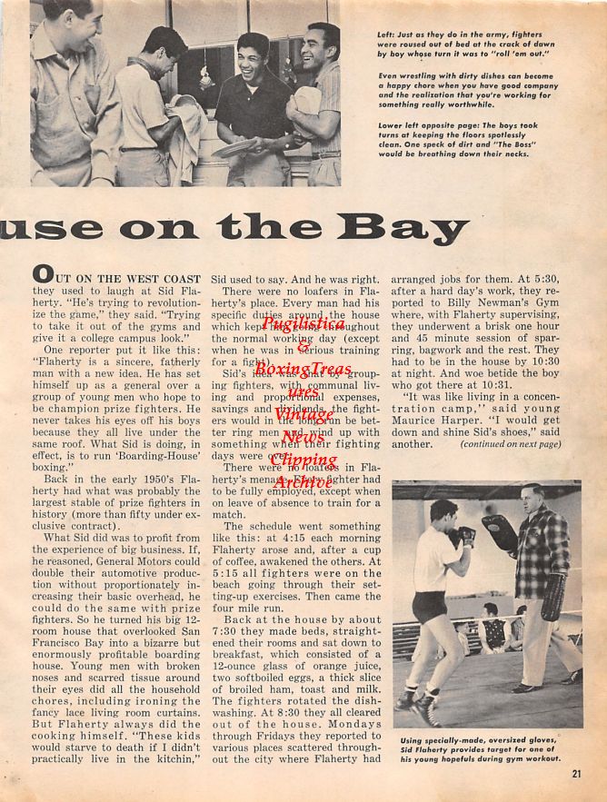 Boxing News Clipping #1332 - Sid Flaherty Boarding House Boxing, Bobo Olson