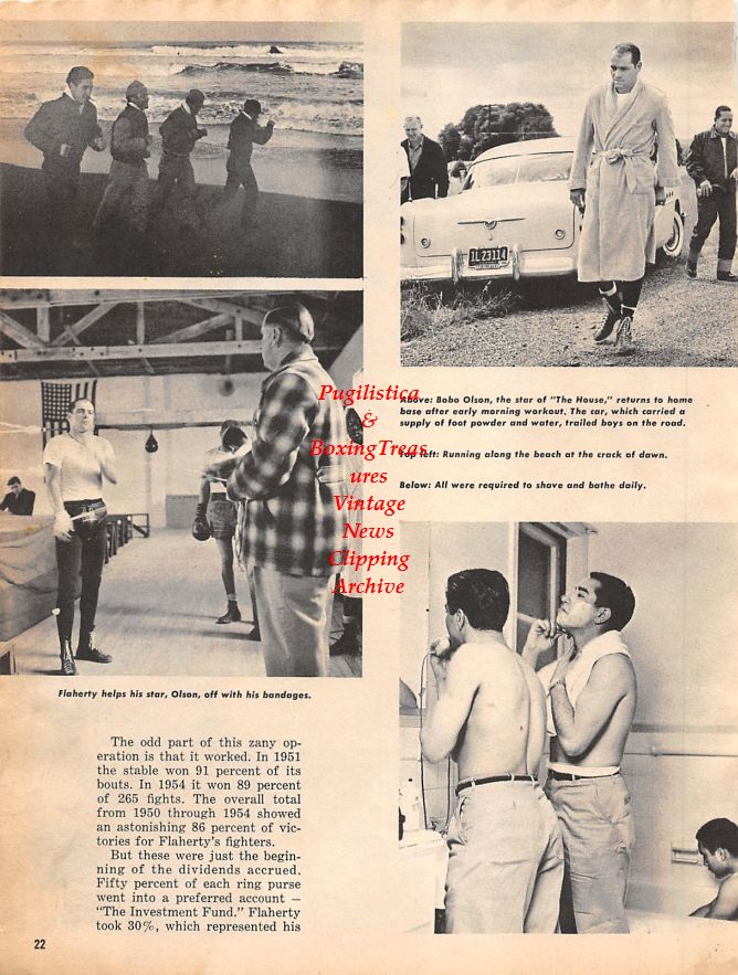 Boxing News Clipping #1332 - Sid Flaherty Boarding House Boxing, Bobo Olson