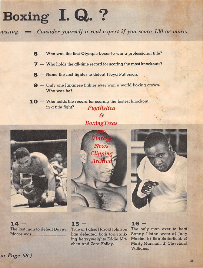 Boxing News Clipping #1337 - Eddie Machen vs. Bert Whitehurst, Joe Louis as matchmaker, Davey Moore, Harold Johnson, Sonny Liston