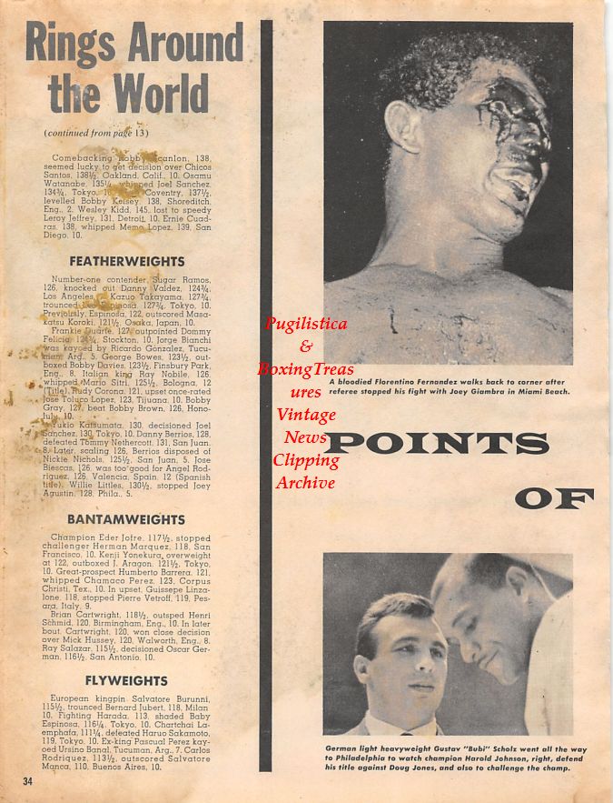 Boxing News Clipping #1338 - Florentino Fernandez, Gustav Scholz, George Logan