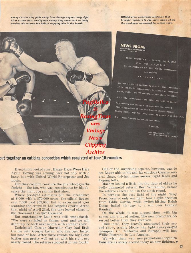 Boxing News Clipping #1338 - Florentino Fernandez, Gustav Scholz, George Logan