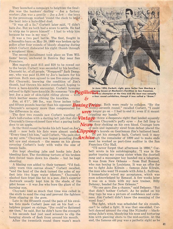 Boxing News Clipping #1339 - James J. Corbett, John L. Sullivan, Tom Sharkey