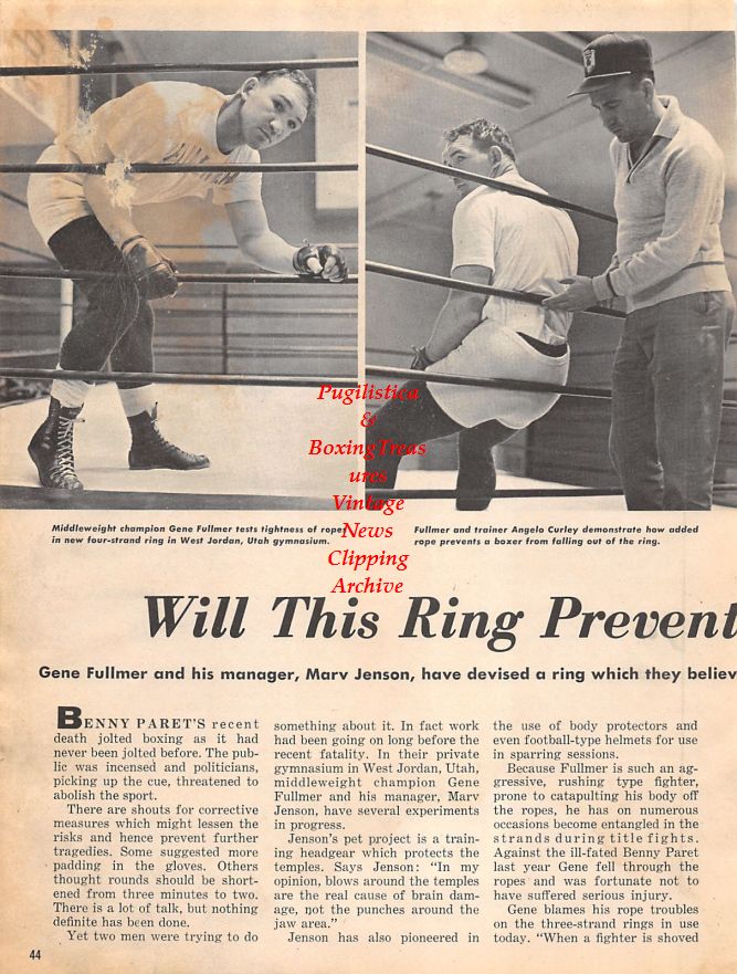 Boxing News Clipping #1340 - Gene Fullmer, Angelo Curley, James J. Corbett