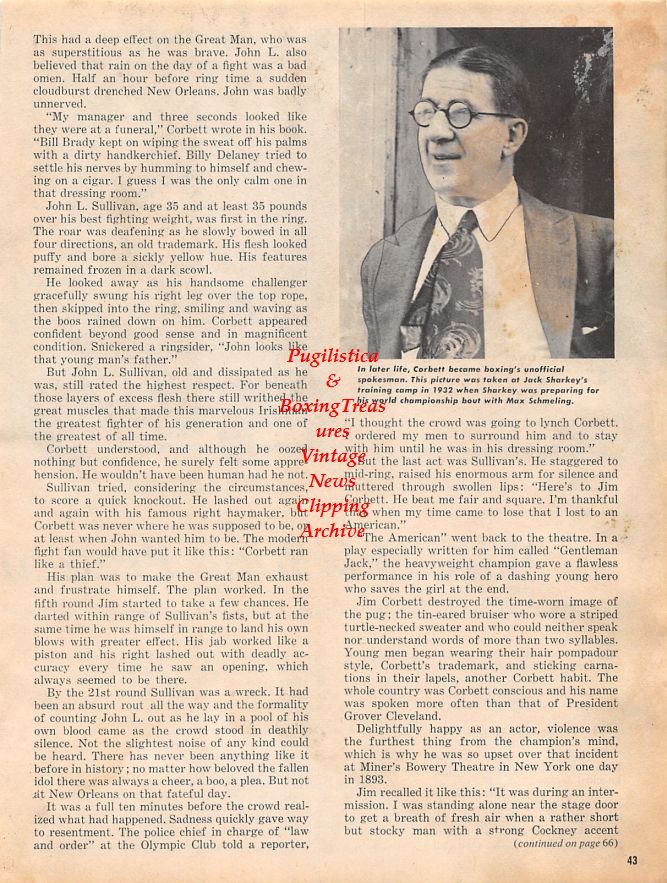 Boxing News Clipping #1340 - Gene Fullmer, Angelo Curley, James J. Corbett