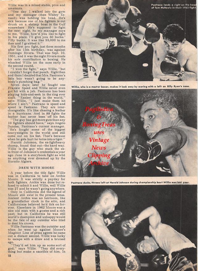 Boxing News Clipping #1345 - Willie Pastrano, Tom McNeely, Billy Ryan, Harold Johnson