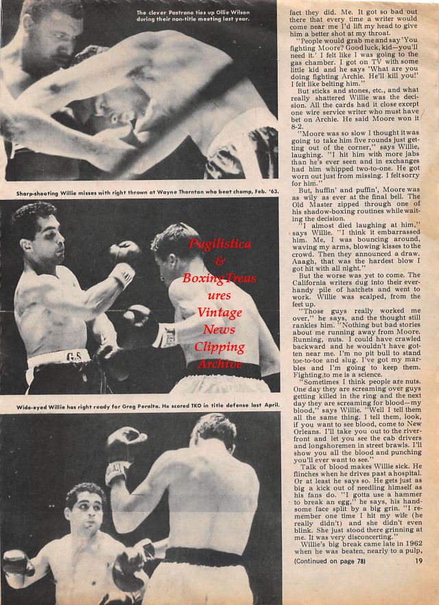 Boxing News Clipping #1346 - Muhammad Ali, Willie Pastrano, , Ollie Wilson, Wayne Thornton, Gregorio Peralta