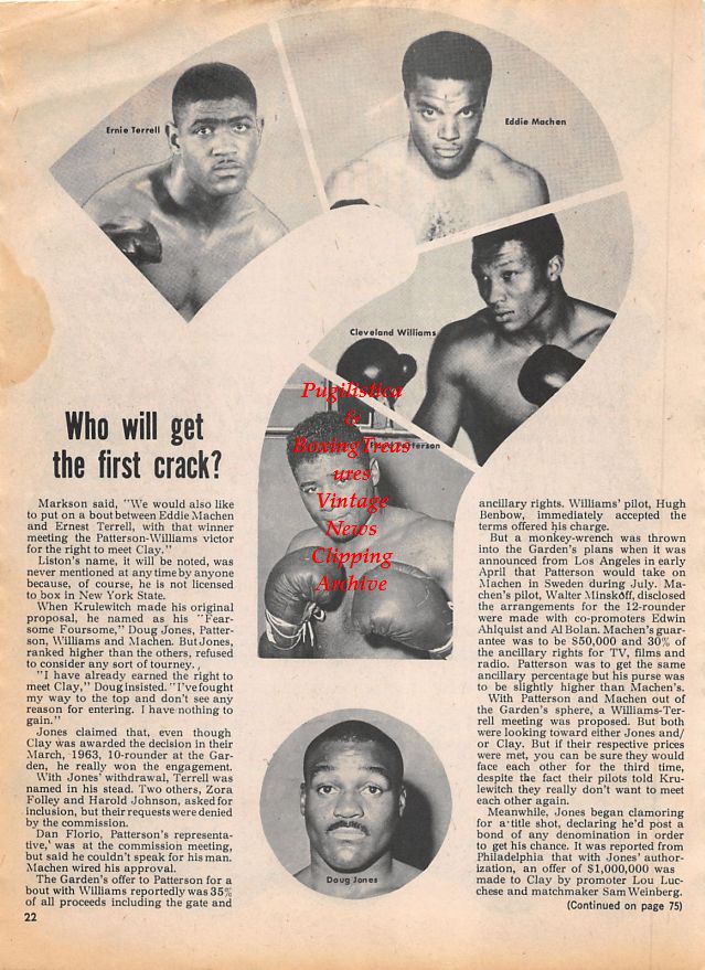 Boxing News Clipping #1347 - Ernie Terrell, Eddie Machen, Cleveland Williams, Floyd Patterson, Doug Jones