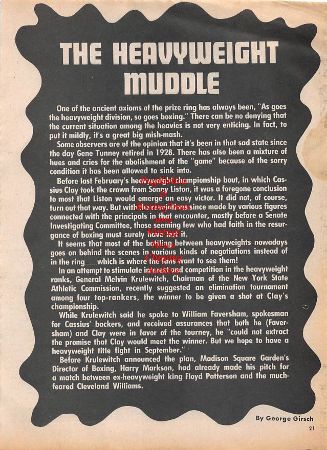 Boxing News Clipping #1347 - Ernie Terrell, Eddie Machen, Cleveland Williams, Floyd Patterson, Doug Jones