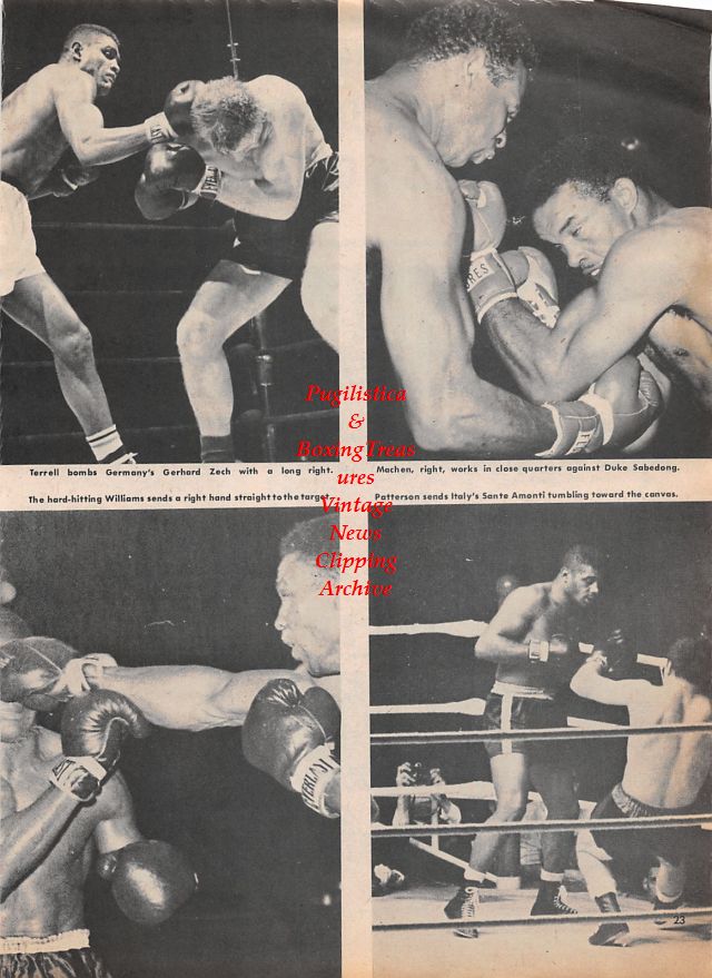 Boxing News Clipping #1348 - Carmen Basilio vs. Sugar Ray Robinson, Ernie Terrell vs. Gerhard Zech, Eddie Machen vs. Duke Sabedong, Cleveland Williams, Floyd Patterson vs. Sante Amonti