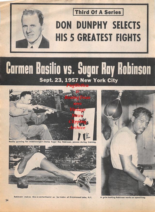 Boxing News Clipping #1348 - Carmen Basilio vs. Sugar Ray Robinson, Ernie Terrell vs. Gerhard Zech, Eddie Machen vs. Duke Sabedong, Cleveland Williams, Floyd Patterson vs. Sante Amonti