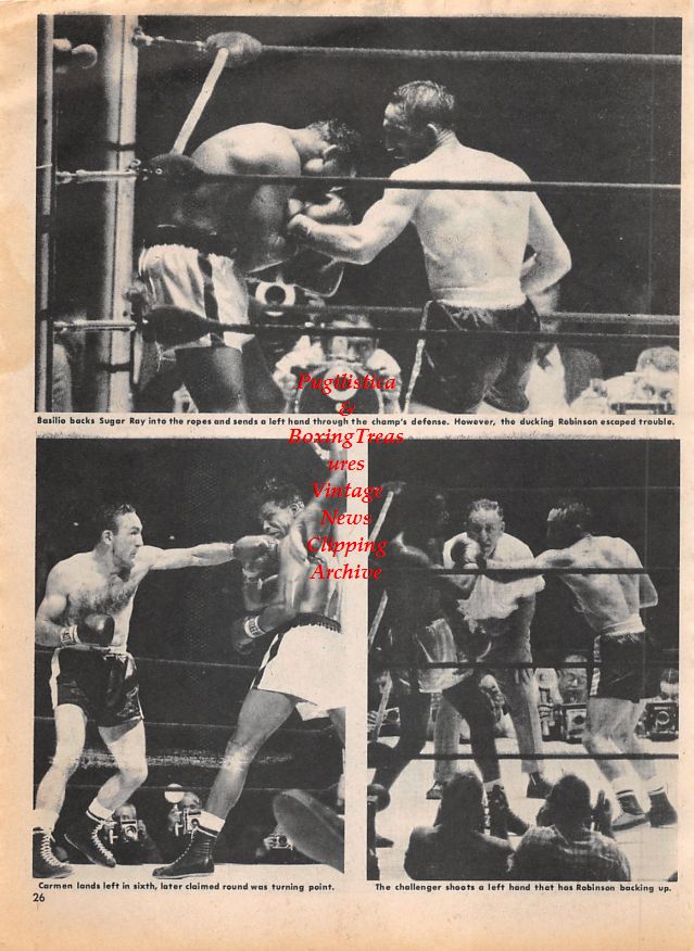 Boxing News Clipping #1349 - Sugar Ray Robinson vs. Carmen Basilio