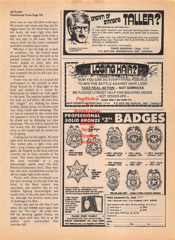 Boxing News Clipping #135 - Ron Stander, Billy McNeece