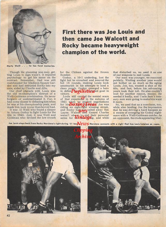 Boxing News Clipping #1356 - Rocky Marciano, Marty Weill, Joe Louis
