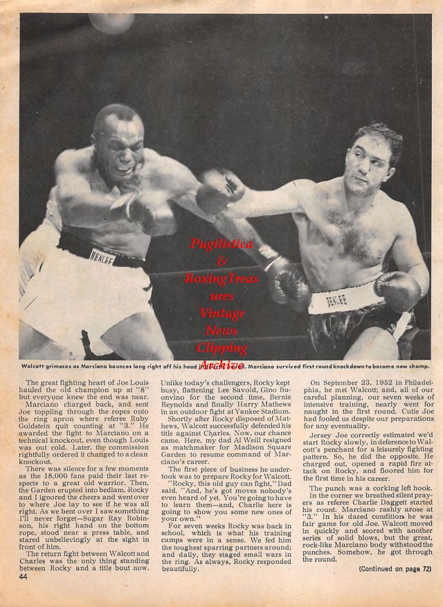 Boxing News Clipping #1357 - Rocky Marciano vs. Jersey Joe Walcott