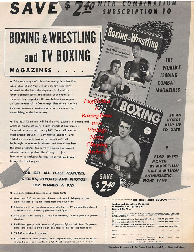 Boxing News Clipping #1359 - Teddy Brenner, Tuzo Portuguez, Randy Sandy