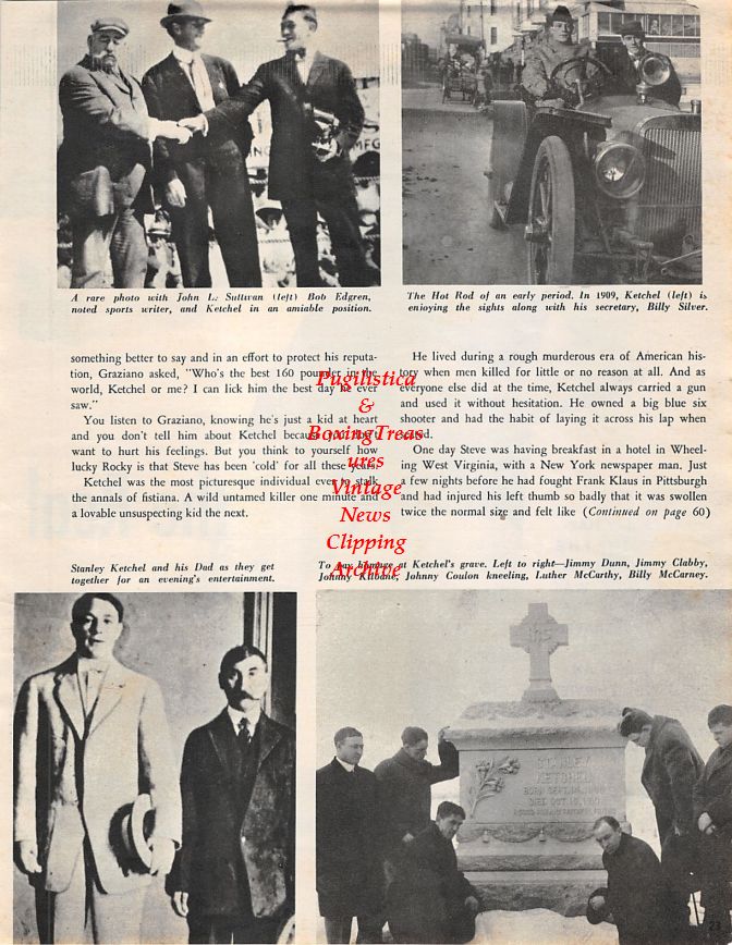 Boxing News Clipping #1365 - Stanley Ketchel, John L. Sullivan, Ketchel's Grave, Luther McCarty, Tommy Burns