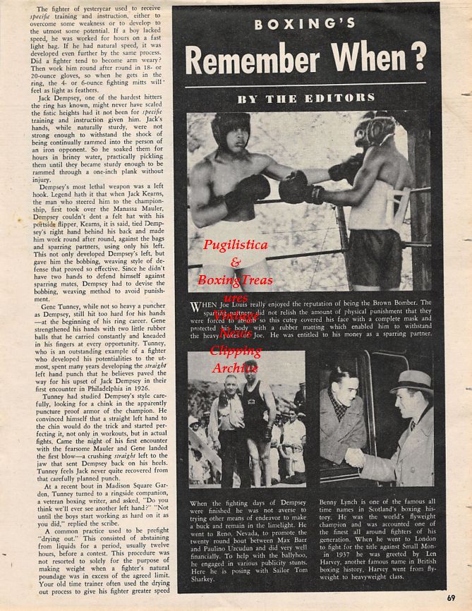 Boxing News Clipping #1374 - Rocky Casillo and King Solomon, Joe Louis, Jack Dempsey, Benny Lynch