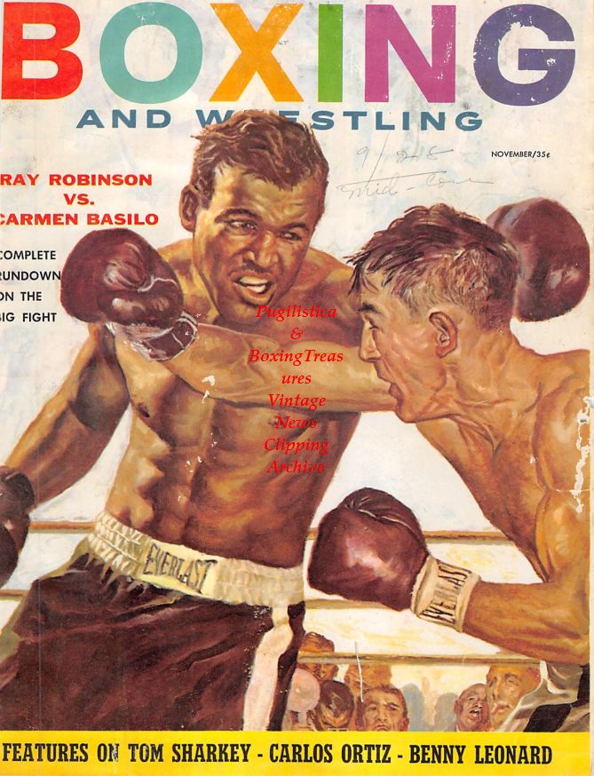 Boxing News Clipping #1376 - Sugar Ray Robinson vs. Carmen Basilio