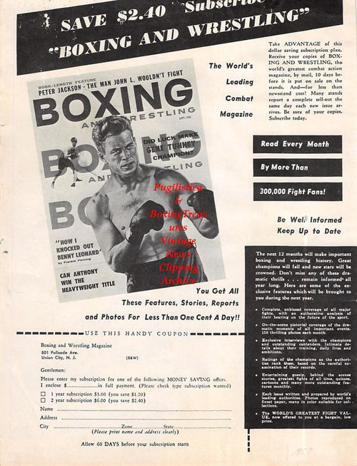 Boxing News Clipping #1376 - Sugar Ray Robinson vs. Carmen Basilio