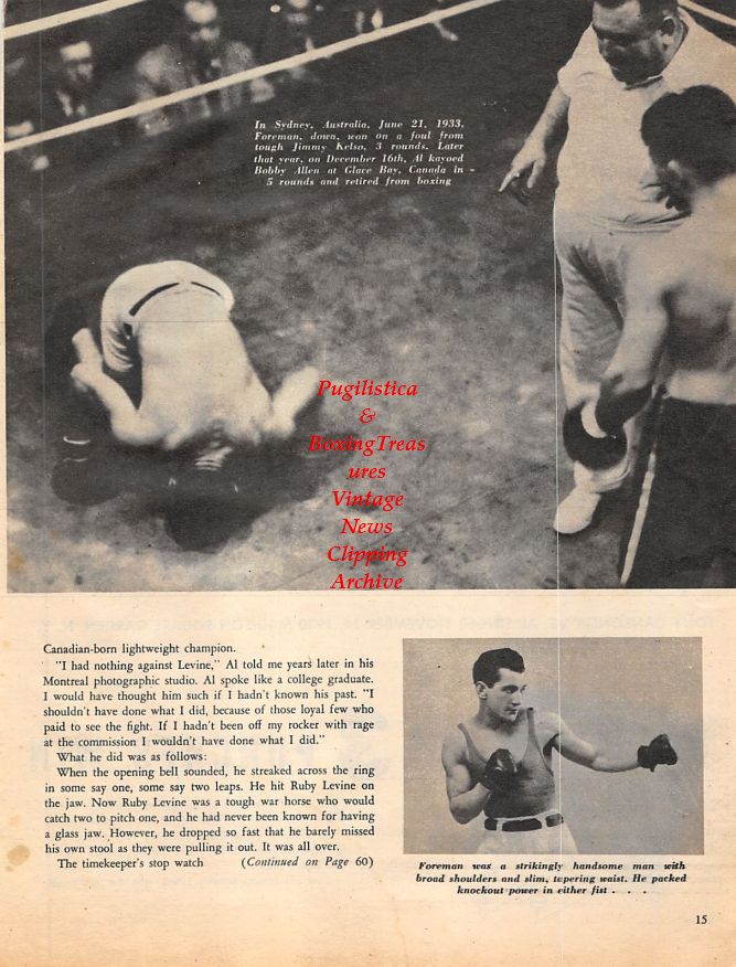 Boxing News Clipping #1381 - Al Foreman vs. Jimmy Kelso, Tony Canzoneri, Al Singer
