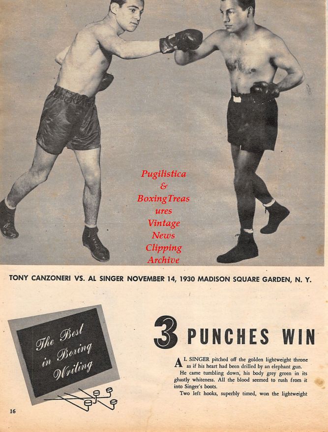Boxing News Clipping #1381 - Al Foreman vs. Jimmy Kelso, Tony Canzoneri, Al Singer