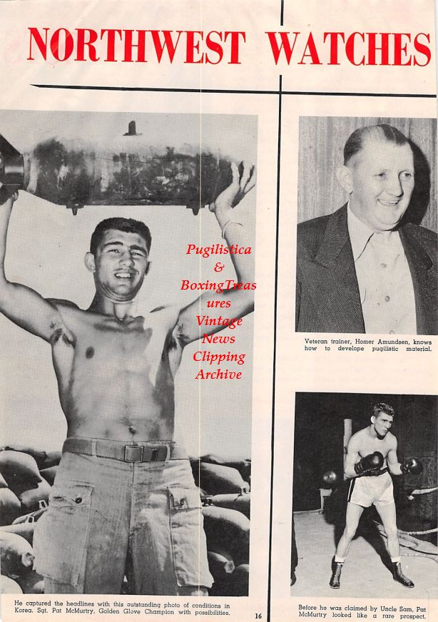 Boxing News Clipping #1397 - Pat McMurtry, Homer Amundsen, Ezzard Charles vs. Jimmy Bivins, Roland LaStarza vs. Rocky Jones, Nino Valdez vs. Harold Johnson