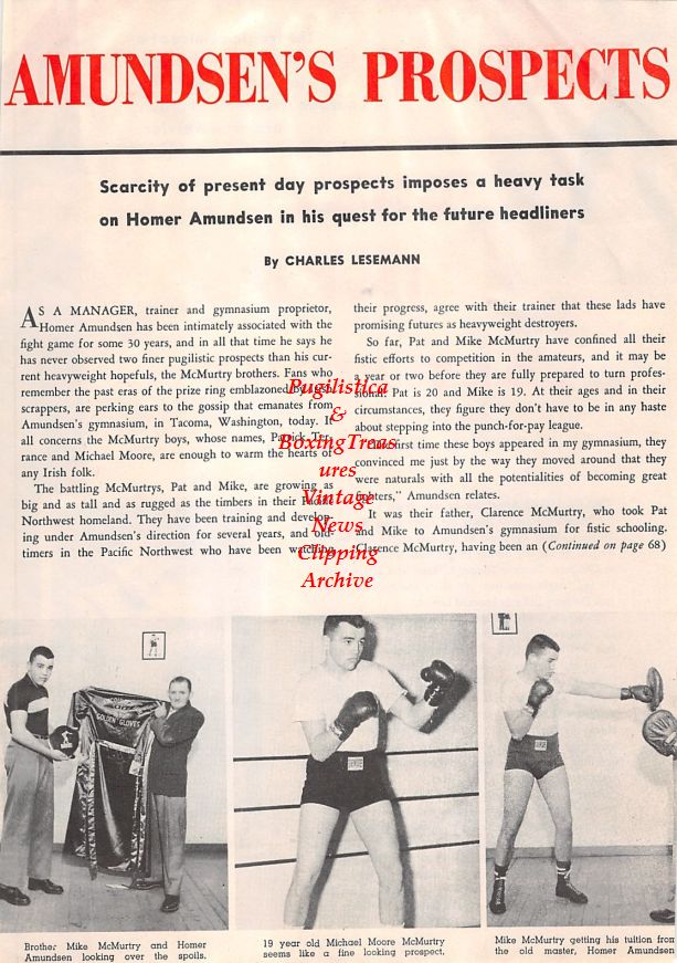 Boxing News Clipping #1398 - Homer Amundsen, Mike McMurtry, Billy Miske