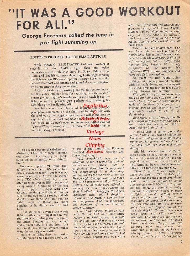 Boxing News Clipping #140 - Muhammad Ali vs. Jimmy Ellis