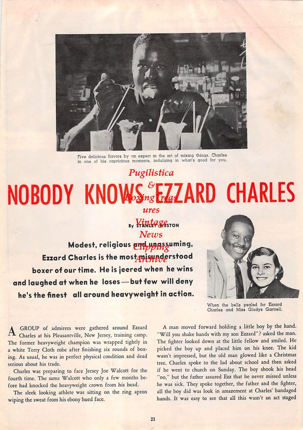 Boxing News Clipping #1400 - Ezzard Charles, Joey Maxim, Rex Layne, Bernie Reynolds, Gus Lesnevich