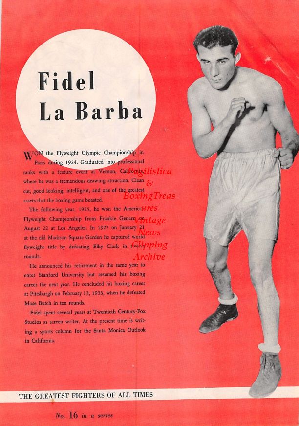 Boxing News Clipping #1404 - Fidel LaBarba, Luis Angel Firpo