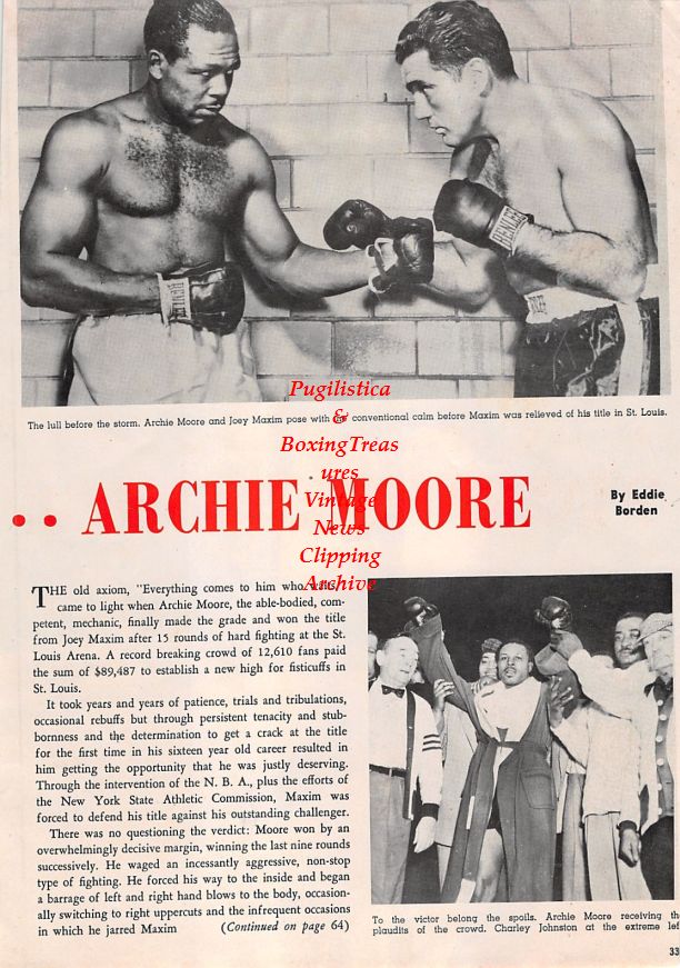 Boxing News Clipping #1406 - Jimmy McLarnin, Archie Moore, Joey Maxim