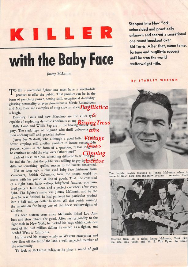 Boxing News Clipping #1407 - Jimmy McLarnin, Benny Leonard