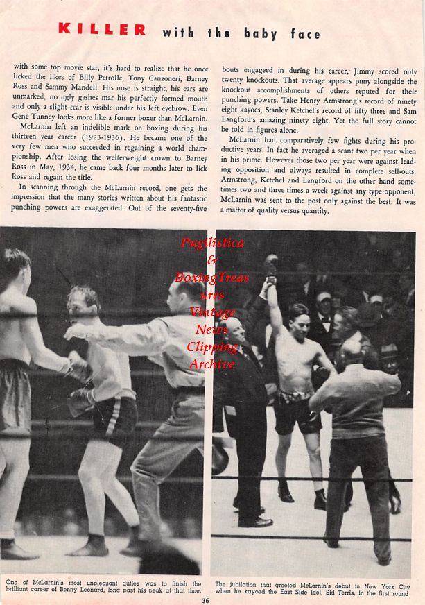 Boxing News Clipping #1407 - Jimmy McLarnin, Benny Leonard
