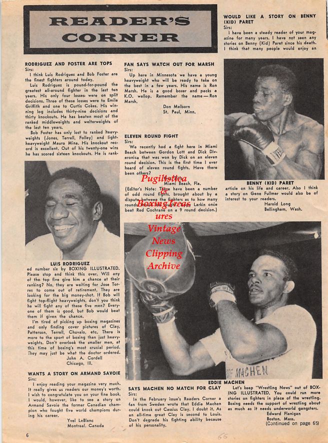 Boxing News Clipping #1411 - Luis Rodriguez, Benny Kid Paret, Eddie Machen