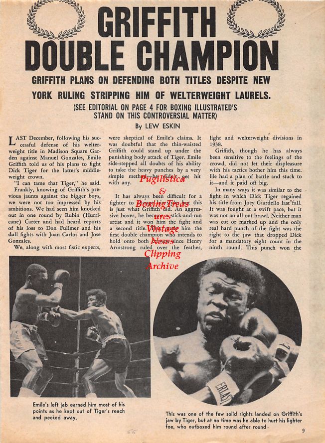 Boxing News Clipping #1413 - Emile Griffith vs. Dick Tiger