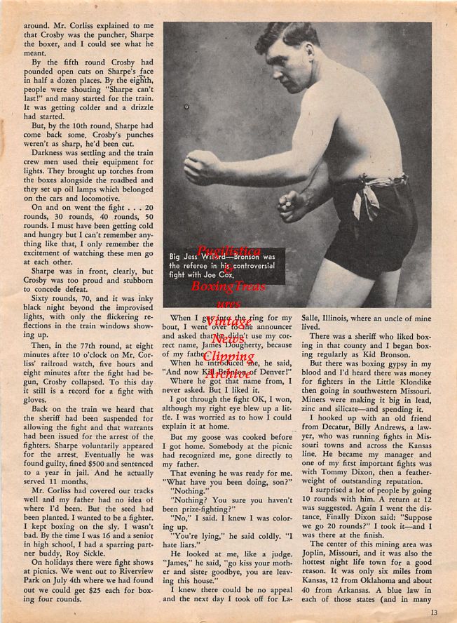 Boxing News Clipping #1415 - Luther McCarty, Jess Willard