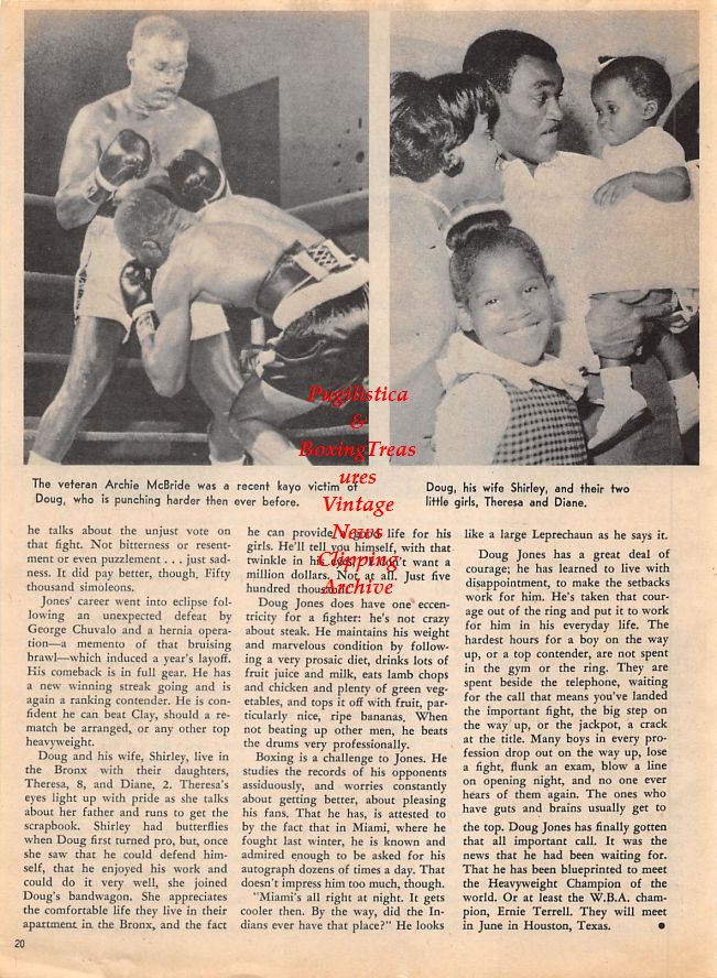 Boxing News Clipping #1418 - Doug Jones vs. Archie McBride and Muhammad Ali