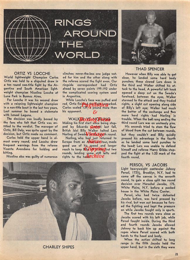 Boxing News Clipping #1419 - Charley Shipes, Thad Spencer, Jose Stable