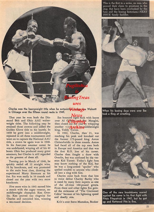 Boxing News Clipping #1421 - Ezzard Charles vs. Jersey Joe Walcott and Fitzie Fitzpatrick