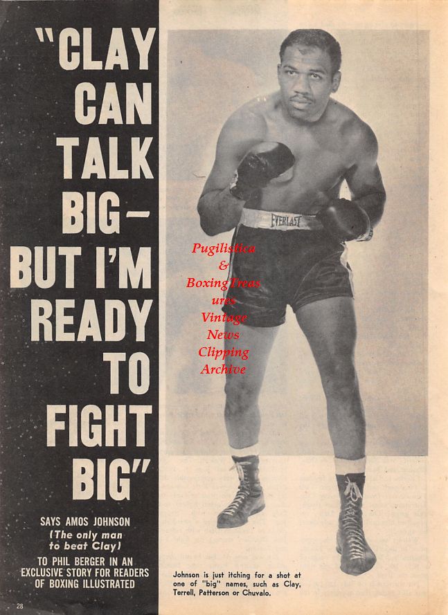 Boxing News Clipping #1422 - Amos Johnson, Ezzard Charles vs. Elmer Ray and Joe Louis